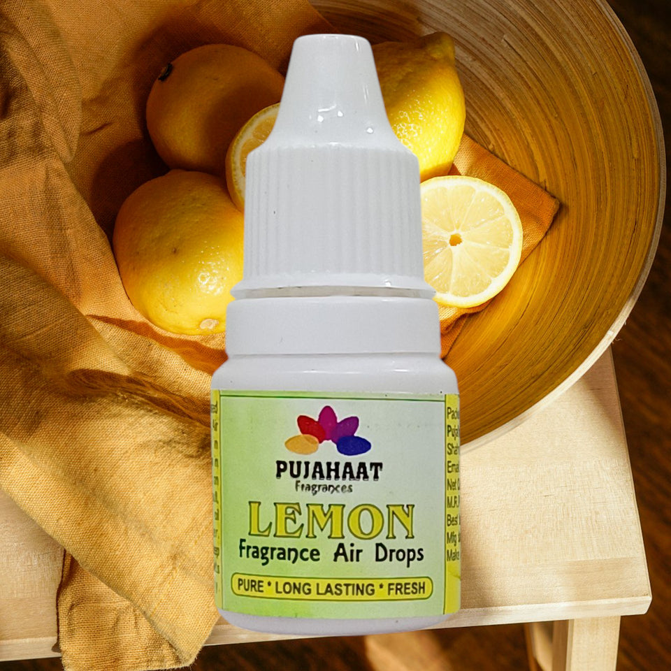 Pujahaat Premium Lemon Fragrance Air drops Air freshener for room, bathroom, toilet, car, wardrobes -Pack of 2 (2 x 5ml)