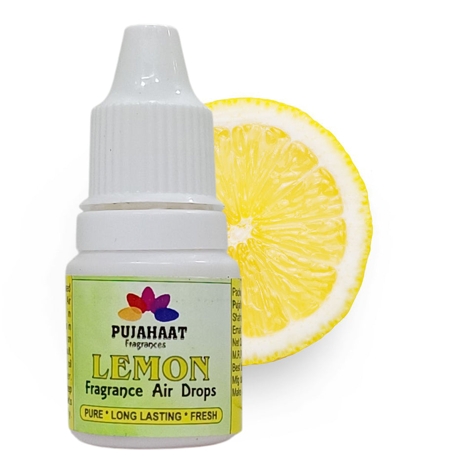 Pujahaat Premium Lemon Fragrance Air drops Air freshener for room, bathroom, toilet, car, wardrobes -Pack of 2 (2 x 5ml)