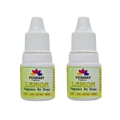 Pujahaat Premium Lemon Fragrance Air drops Air freshener for room, bathroom, toilet, car, wardrobes -Pack of 2 (2 x 5ml)
