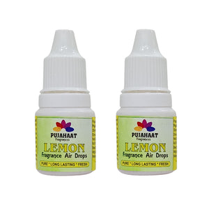 Pujahaat Premium Lemon Fragrance Air drops Air freshener for room, bathroom, toilet, car, wardrobes -Pack of 2 (2 x 5ml)