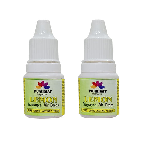 Pujahaat Premium Lemon Fragrance Air drops Air freshener for room, bathroom, toilet, car, wardrobes -Pack of 2 (2 x 5ml)
