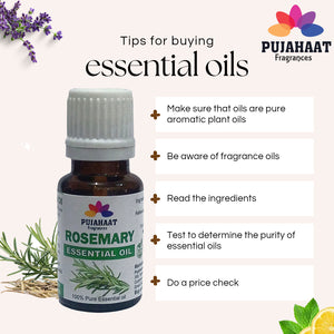 Pujahaat Rosemary Essential Oil (Rosmarinus officinalis) for Hair Growth, Hair Fall Control and Nourishment, Skin Care | All Skin Types | 100% Pure, Natural, Undiluted | 15ml