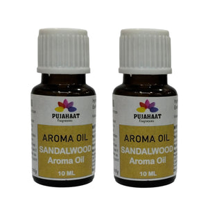 Pujahaat Sandalwood  (Chandan) Aroma Oil for Aromatherapy oils, Oil for diffusers, Humidifier oils, Oil Burners, Spa and Air Purifier 10ml Each, Sandalwood - Set of 2 (2 x 10 ml)