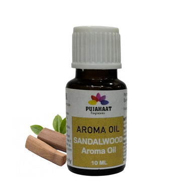 Pujahaat Sandalwood  (Chandan) Aroma Oil for Aromatherapy oils, Oil for diffusers, Humidifier oils, Oil Burners, Spa and Air Purifier 10ml Each, Sandalwood - Set of 2 (2 x 10 ml)
