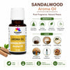 Pujahaat Sandalwood  (Chandan) Aroma Oil for Aromatherapy oils, Oil for diffusers, Humidifier oils, Oil Burners, Spa and Air Purifier 10ml Each, Sandalwood - Set of 2 (2 x 10 ml)