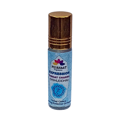 Pujahaat Throat Chakra Essential Oil Roll-On Blend | 6 ml/0.20 fl oz | Vishuddha | Aromatherapy Oils for Chakra Healing