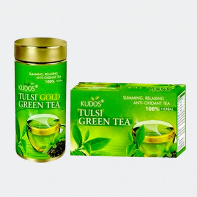 Kudos TULSI GOLD GREEN Refreshing ,Relaxing ,Anti Oxidant Tea: Tulsi Tea: Jar + Pouch 100GM
