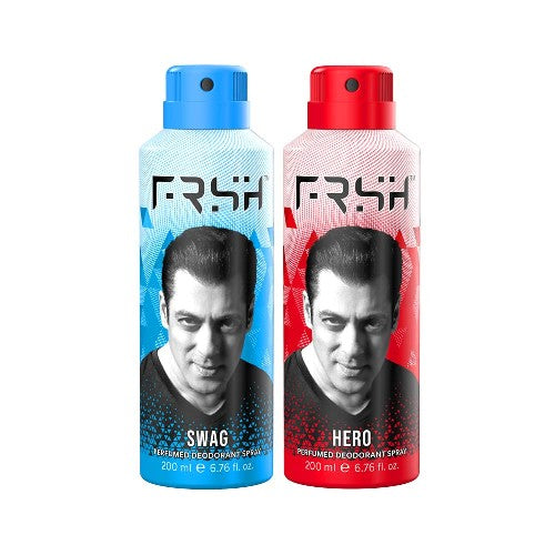 Frsh Perfumed Deodorant Body Spray Swag & Hero - 200ml For Men Pack Of 2