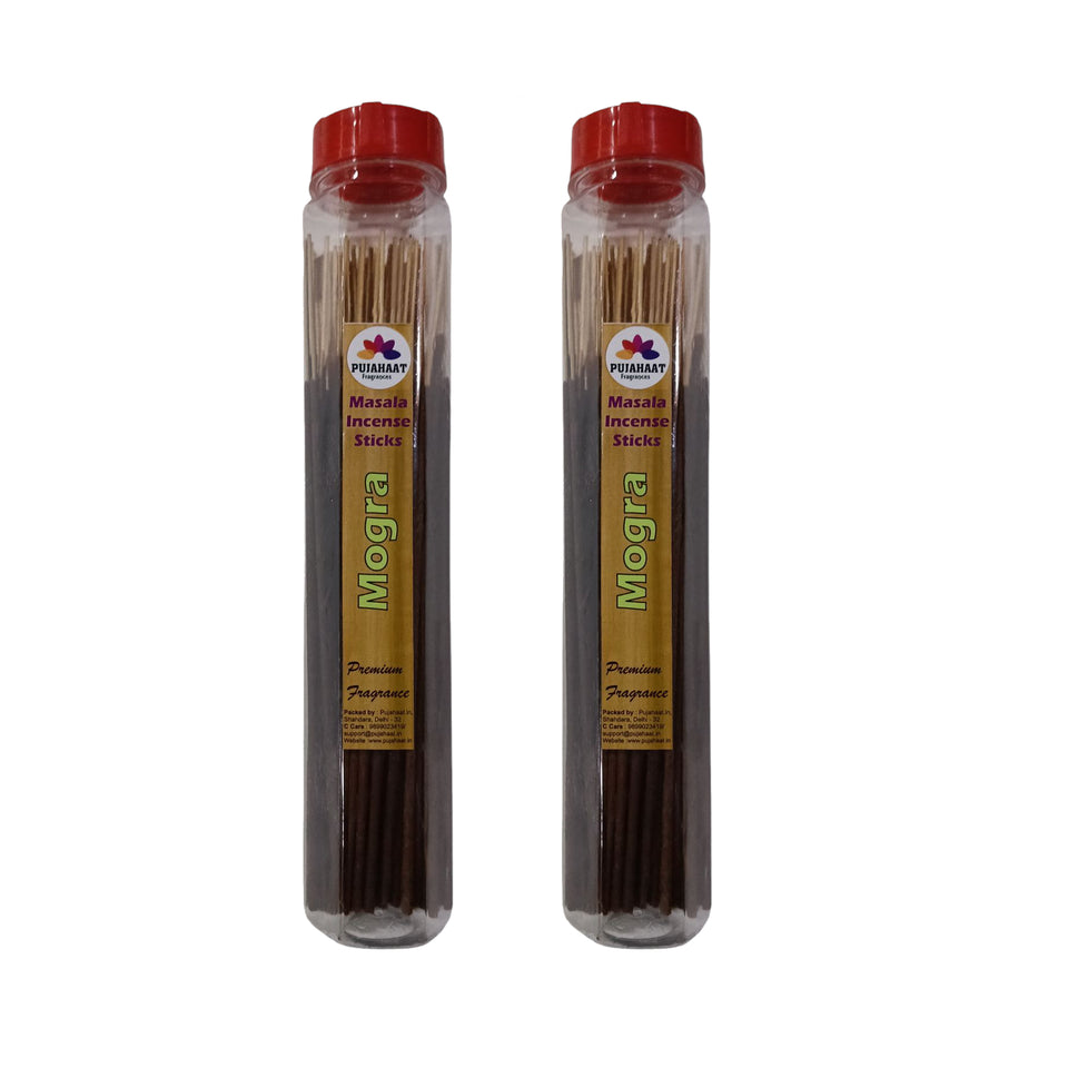 Pujahaat Premium Scented Incense Stick Masala Agarbatti | No Charcoal Incense Sticks, 100% Herbal Fragrance Agarbatti, 0% Sulphates - Mogra Fragrance