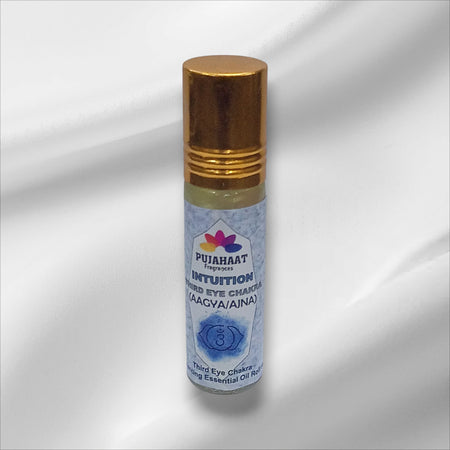 Pujahaat Third Eye Chakra Essential Oil Roll-On Blend | 6 ml/0.20 fl oz | Agya | Aromatherapy Oils for Chakra Balance