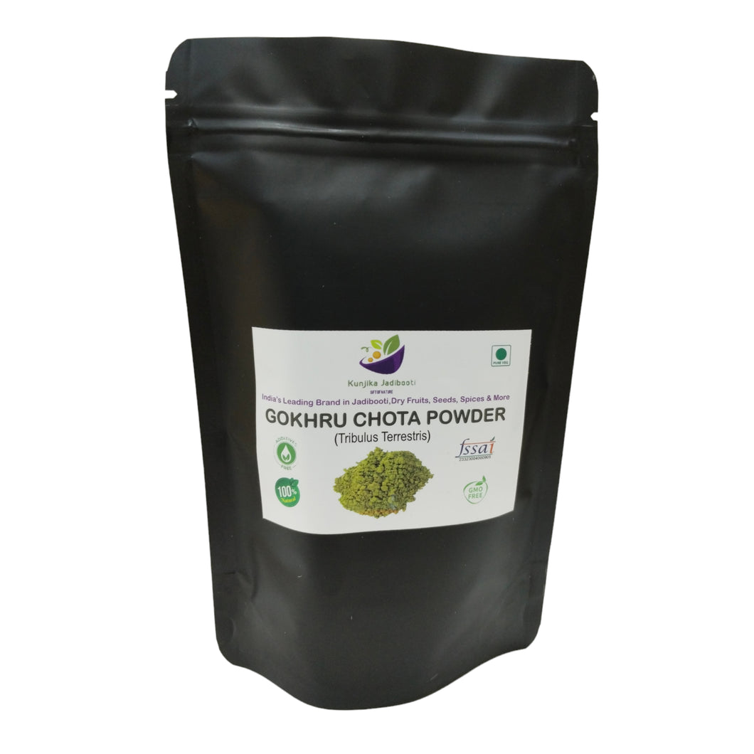 Kunjika Jadibooti Gokhru Chota Powder -Tribulus Terrestris Seeds- Small Caltrops Natural Powder 100 gm