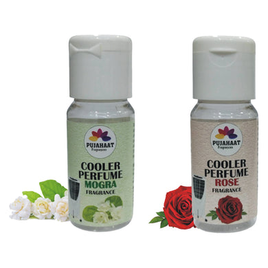 Pujahaat Rose, Mogra Cooler Perfume / Aroma Diffuser Oil or Fragrance, Long Lasting Cooler Scent/Aroma Diffuser Fragrance Oil - Multipurpose Aroma Oil Perfume for Cooler - 25 ml each (2 X 25 ml)