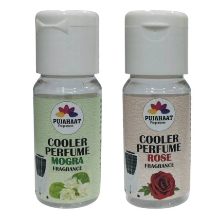 Pujahaat Rose, Mogra Cooler Perfume / Aroma Diffuser Oil or Fragrance, Long Lasting Cooler Scent/Aroma Diffuser Fragrance Oil - Multipurpose Aroma Oil Perfume for Cooler - 25 ml each (2 X 25 ml)