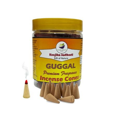 Kunjika Jadibooti Premium Scented Incense Dhoop /Cone | No Charcoal No Bamboo | for Pooja, Rituals & Special Occasions, Dhoop Batti Guggal Fragrance - 200 Gms