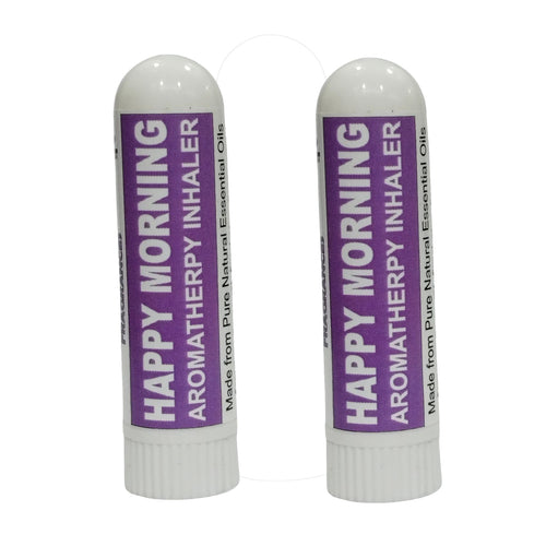 Pujahaat Natural Essential oil based Aromatherapy Nasal Inhaler Stick HAPPY MORNING, Made with 100% natural, therapeutic grade essential oils - Set of 2