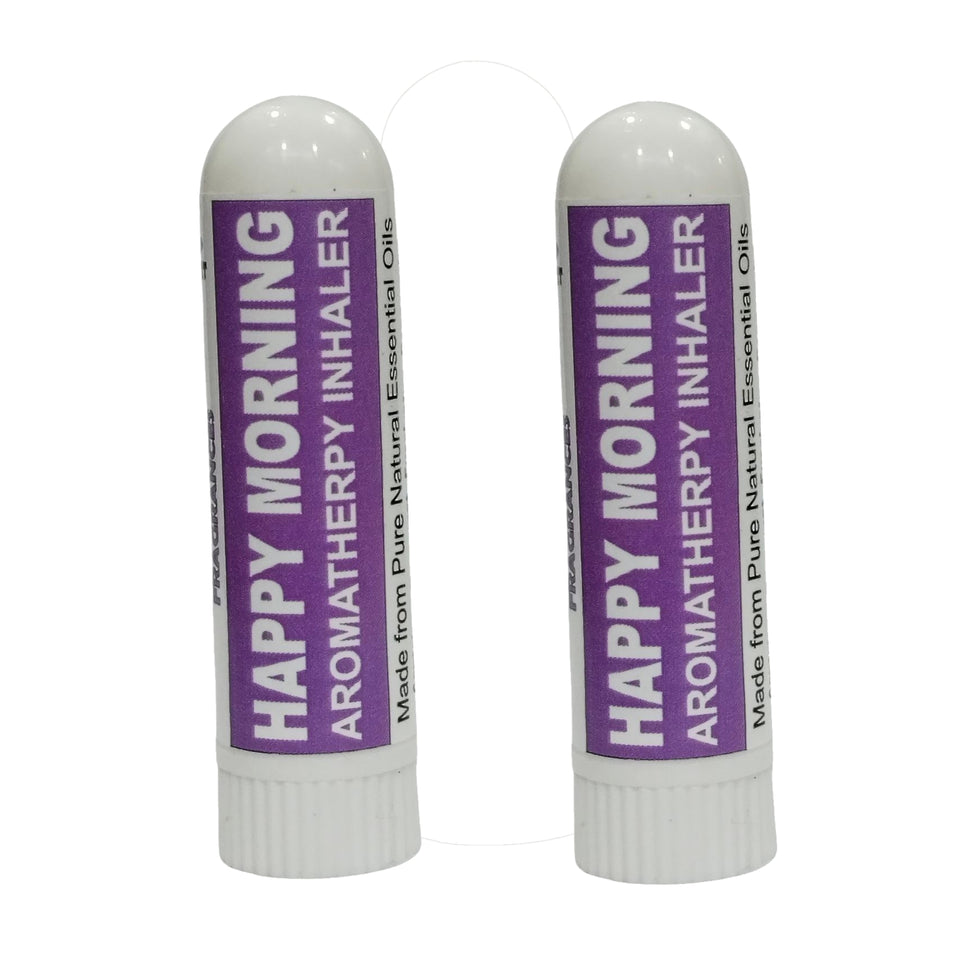 Pujahaat Natural Essential oil based Aromatherapy Nasal Inhaler Stick HAPPY MORNING, Made with 100% natural, therapeutic grade essential oils - Set of 2
