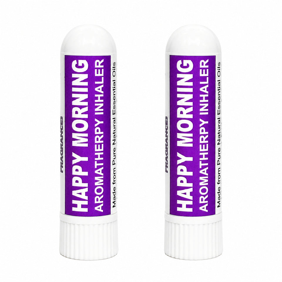 Pujahaat Natural Essential oil based Aromatherapy Nasal Inhaler Stick HAPPY MORNING, Made with 100% natural, therapeutic grade essential oils - Set of 2