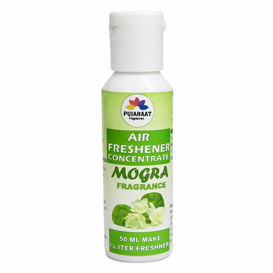 Pujahaat Air Freshener Concentrate Set of 3 (50ml Each) Makes 1 Liter Each | Long Lasting Room Freshener Liquid | Fragrance Combo for Home, Office, Car | Alcohol-Free Premium Fragrance - Mogra