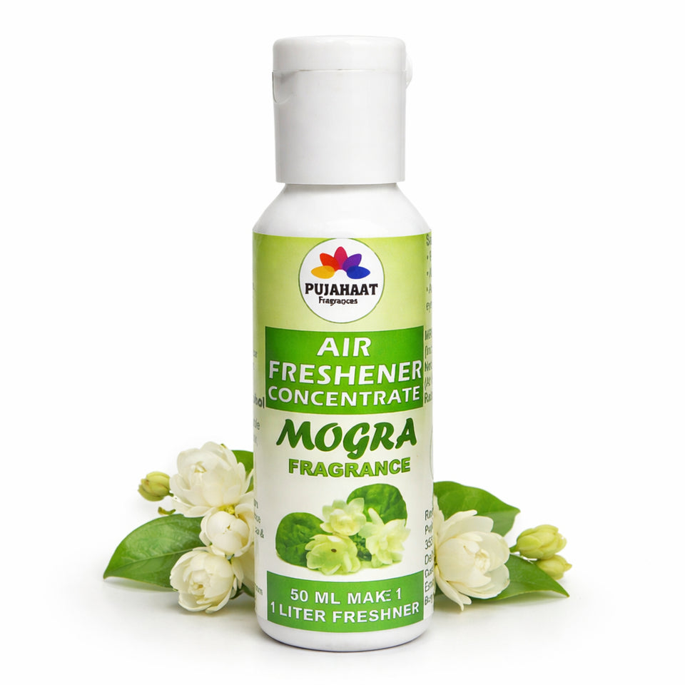 Rose, Jasmine, Mogra Air Freshener Concentrate Set of 3 (50ml Each) Makes 1 Liter Each | Long Lasting Room Freshener Liquid | Fragrance Combo for Home, Office, Car | Alcohol-Free Premium Fragrance by Pujahaat