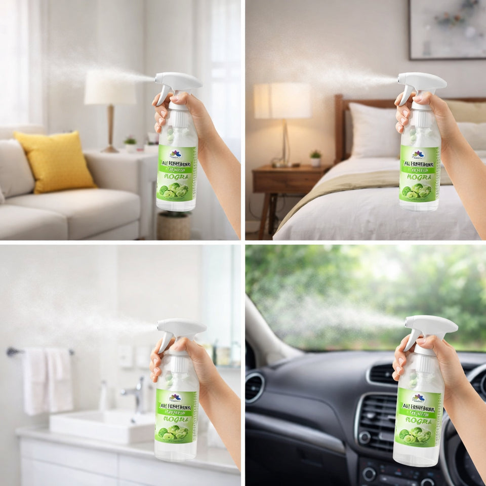 Sandalwood, Rose, Mogra Air Freshener Concentrate Set of 3 (50ml Each) Makes 1 Liter Each | Long Lasting Room Freshener Liquid | Fragrance Combo for Home, Office, Car | Alcohol-Free Premium Fragrance by Pujahaat