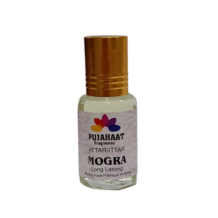 Pujahaat Premium Alcohol-Free Attar | Ittar 6ml, Long-Lasting Travel Size Roll-On, Best Floral Attar Fragrance Oil - Mogra