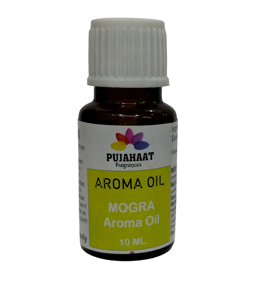Pujahaat Mogra Aroma Oil for Aromatherapy oils, Oil for diffusers, Humidifier oils, Oil Burners, Spa and Air Purifier 10ml Each, Mogra - Set of 2 (2 x 10 ml)