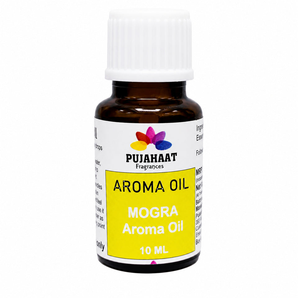 Pujahaat Mogra Aroma Oil for Aromatherapy oils, Oil for diffusers, Humidifier oils, Oil Burners, Spa and Air Purifier 10ml Each, Mogra - Set of 2 (2 x 10 ml)