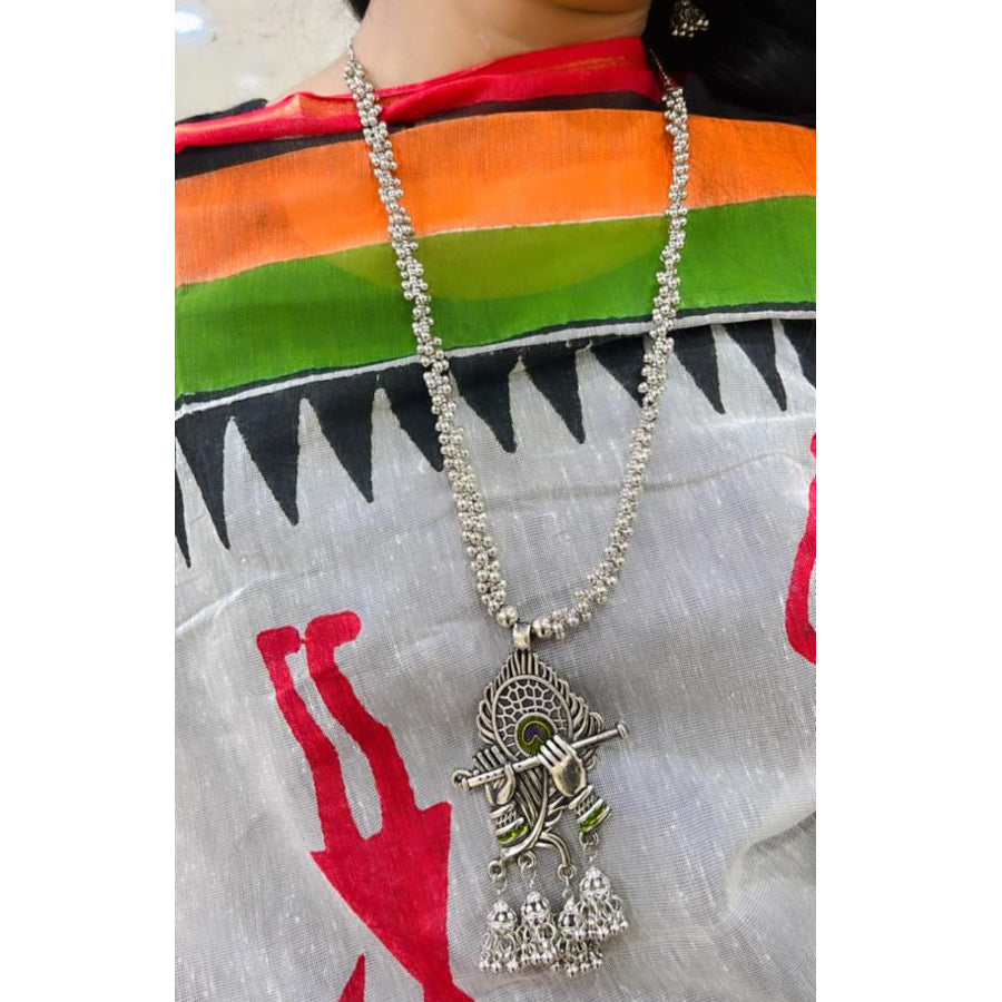 Bollywood Oxidized Mor Pankh Silver Plated Handmade Designer Jewellery set/ Party wear/ Casual Oxidized choker necklace earrings Jhumka Afgani OS-6