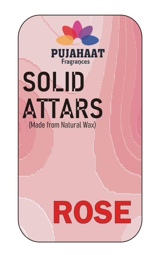 Pujahaat Rose Premium Fragrance | Solid Attar for Men & Women | Alcohol Free | Strong lasting fragrance - Rose