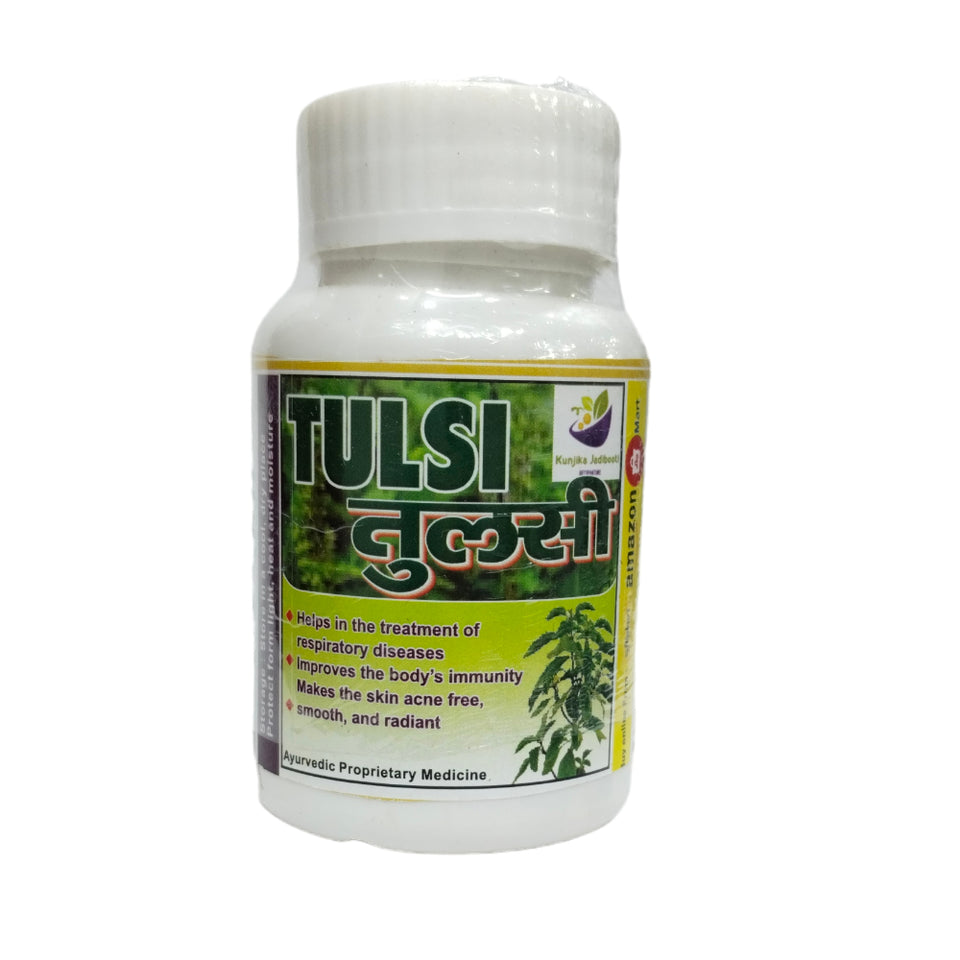 Kunjika Jadibooti Tulsi (Tulasi) Extract Capsules | Holy Basil | Pure Herbal Supplement | Natural Respiratory Wellness, 500mg | Pack of 30 Capsules