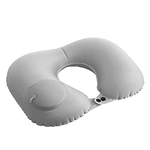 Inflatable Travel Neck Pillow Air Pump Comfortable U-Shape Headrest Support with Compression Bag for Office Train Car Airplane Sleep Cushion