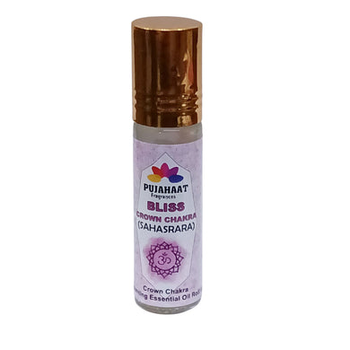 Pujahaat Crown Chakra Essential Oil Roll-On Blend | 6 ml/0.20 fl oz | Sahasrara | Aromatherapy Oils for Chakra Balance