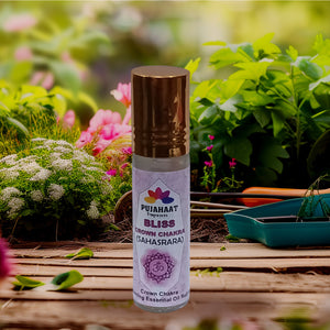 Pujahaat Crown Chakra Essential Oil Roll-On Blend | 6 ml/0.20 fl oz | Sahasrara | Aromatherapy Oils for Chakra Balance
