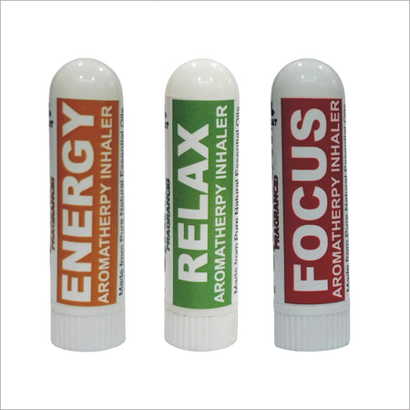 Pujahaat Natural Essential oil based Aromatherapy Nasal Inhaler Stick Relax, Energy, Focus Made with therapeutic grade essential oils- Set of 3