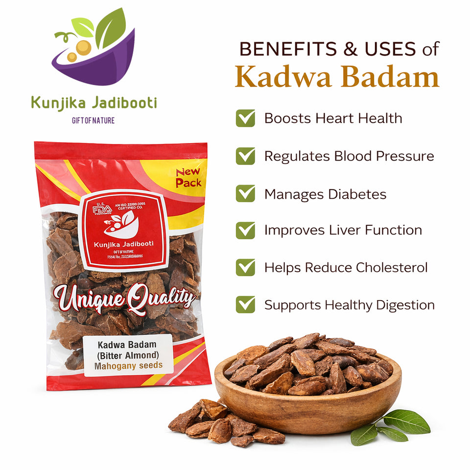 Kunjika Jadibooti Sugar Kadwa Badam, Diabetes Bitter Almonds, Sky Fruit Mahogany Seeds Bitter Almond Kadwa Badam
