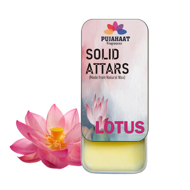 Pujahaat Lotus Premium Fragrance | Solid Attar for Men & Women | Alcohol Free | Strong lasting fragrance - Lotus