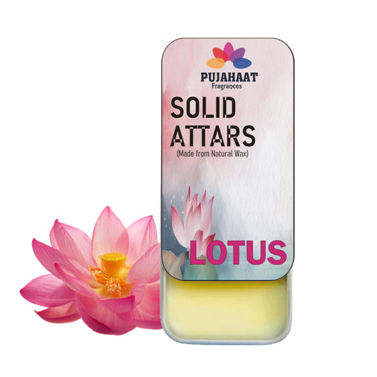 Pujahaat Lotus Premium Fragrance | Solid Attar for Men & Women | Alcohol Free | Strong lasting fragrance - Lotus