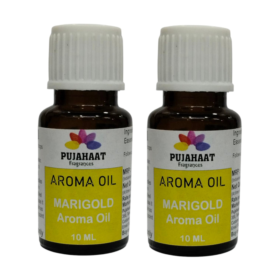 Pujahaat Marigold (Genda) Aroma Oil for Aromatherapy oils, Oil for diffusers, Humidifier oils, Oil Burners, Spa and Air Purifier 10ml Each, Marigold - Set of 2 (2 x 10 ml)