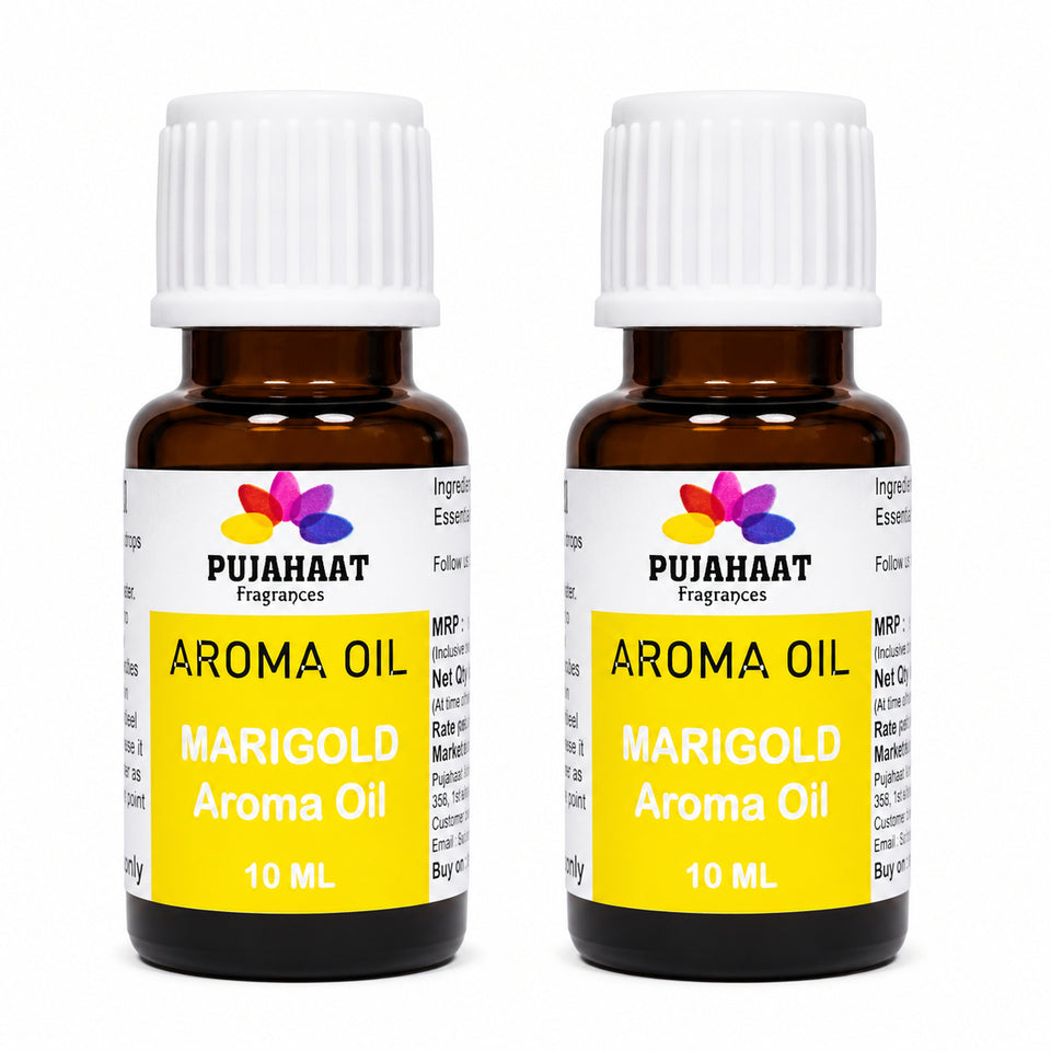 Pujahaat Marigold (Genda) Aroma Oil for Aromatherapy oils, Oil for diffusers, Humidifier oils, Oil Burners, Spa and Air Purifier 10ml Each, Marigold - Set of 2 (2 x 10 ml)