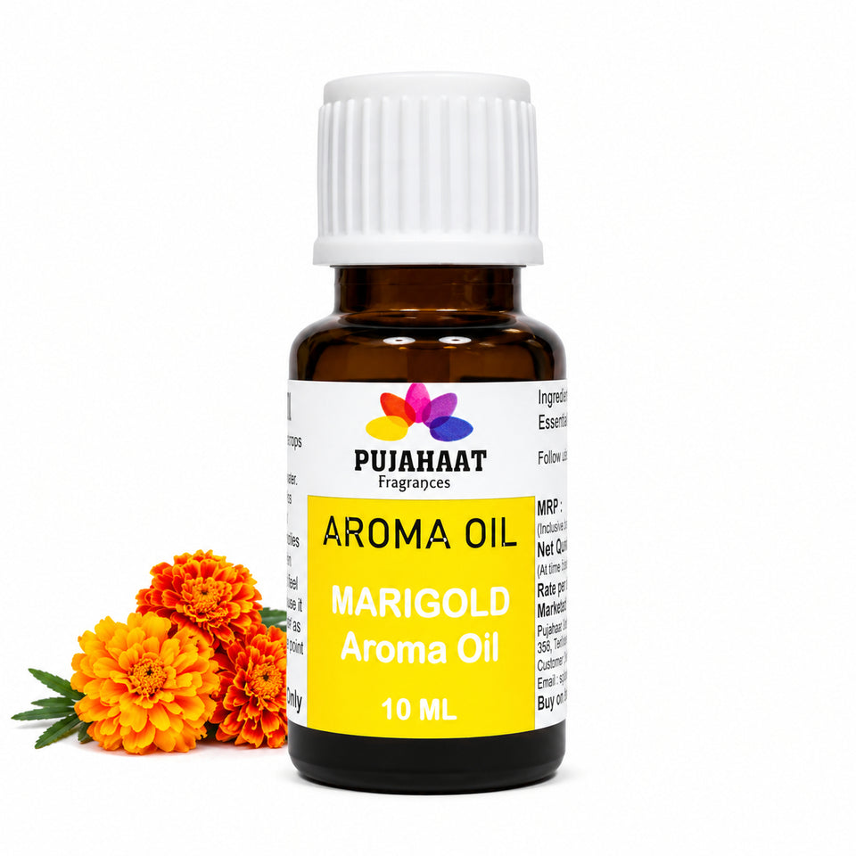 Pujahaat Marigold (Genda) Aroma Oil for Aromatherapy oils, Oil for diffusers, Humidifier oils, Oil Burners, Spa and Air Purifier 10ml Each, Marigold - Set of 2 (2 x 10 ml)