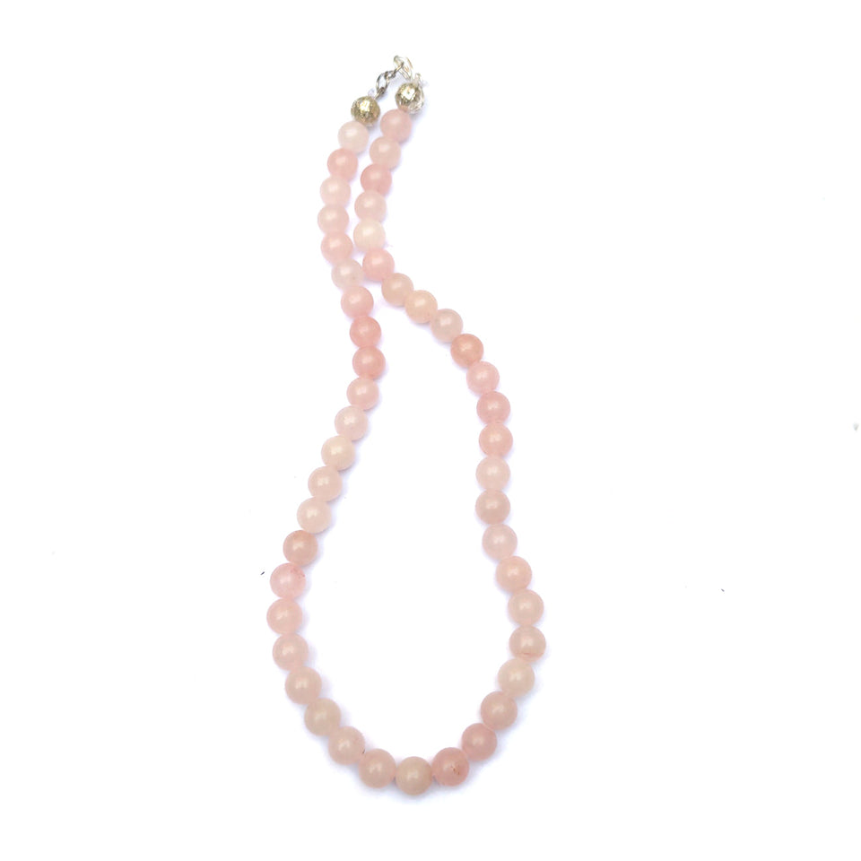 Rose Quartz Crystal Round Beads Necklace 15 Inches 6 mm Beads Semi precious Mala