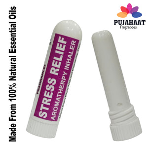 Pujahaat Natural Essential oil based Aromatherapy Nasal Inhaler Stick STRESS RELIEF, Made with 100% natural, therapeutic grade essential oils - Set of 2