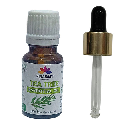 Pujahaat Tea Tree Essential Oil For Hair, Face, Acne Care, Dandruff, Antibacterial & Skin Healing- 100% Pure, Natural and Undiluted - 15 ml