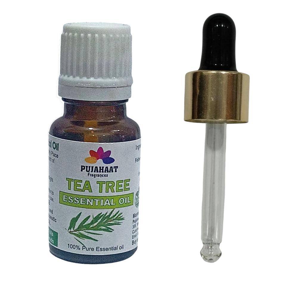 Pujahaat Tea Tree Essential Oil For Hair, Face, Acne Care, Dandruff, Antibacterial & Skin Healing- 100% Pure, Natural and Undiluted - 15 ml