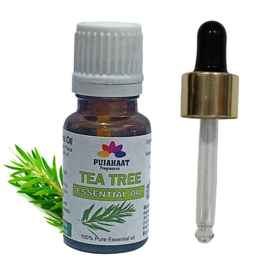 Pujahaat Tea Tree Essential Oil For Hair, Face, Acne Care, Dandruff, Antibacterial & Skin Healing- 100% Pure, Natural and Undiluted - 15 ml
