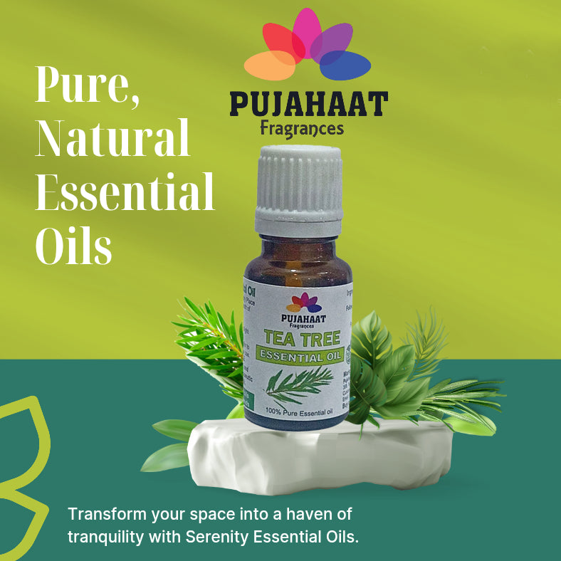 Pujahaat Tea Tree Essential Oil For Hair, Face, Acne Care, Dandruff, Antibacterial & Skin Healing- 100% Pure, Natural and Undiluted - 15 ml