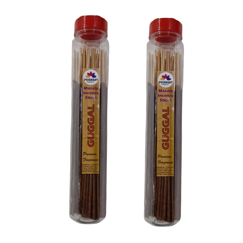 Pujahaat Premium Scented Incense Stick Masala Agarbatti | No Charcoal Incense Sticks, 100% Herbal Fragrance Agarbatti, 0% Sulphates - Guggal Fragrance