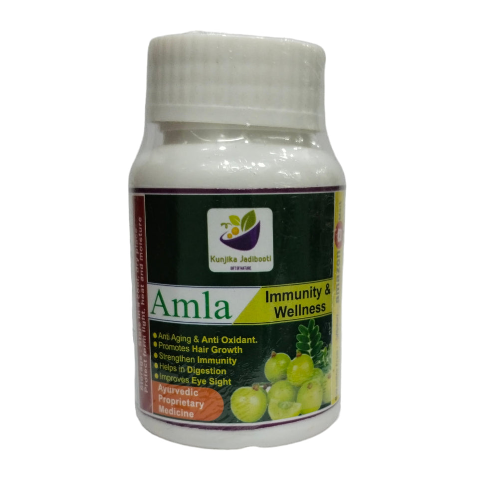 Kunjika Jadibooti Amla (Indian Gooseberry) Capsules 500mg | 100% Pure Herbs Used, Rich In Vitamin C | Protects Against Free Radicals | Rich In Antioxidants | Improves Digestion | Enhances Vision | 30 Capsules