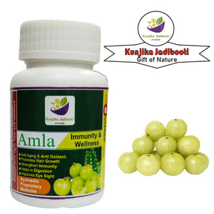 Kunjika Jadibooti Amla (Indian Gooseberry) Capsules 500mg | 100% Pure Herbs Used, Rich In Vitamin C | Protects Against Free Radicals | Rich In Antioxidants | Improves Digestion | Enhances Vision | 30 Capsules