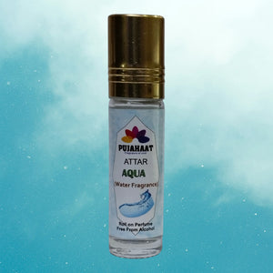 Pujahaat Premium Alcohol-Free Aqua Attar | Ittar 6 ml, Fresh Water Scent, Long-Lasting Travel Size Roll-On, Best Aqua Attar Fragrance Oil